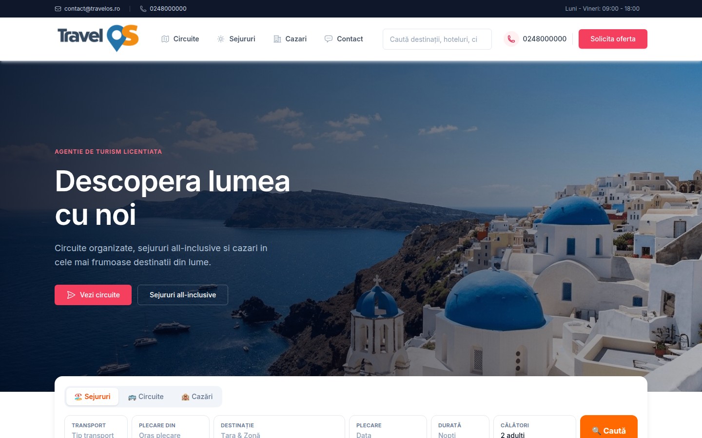 Site de turism construit pe TOS Website