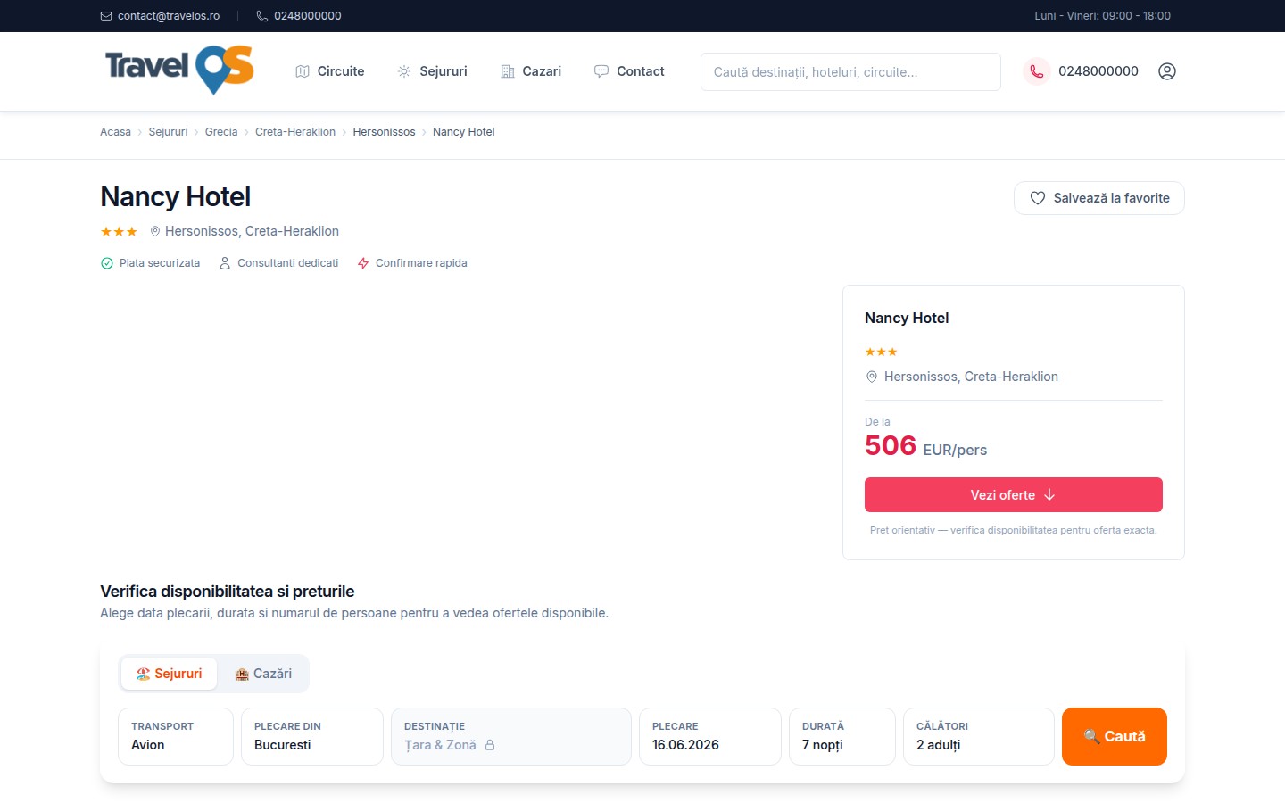 Pagină de ofertă cu plată securizată în TOS Website